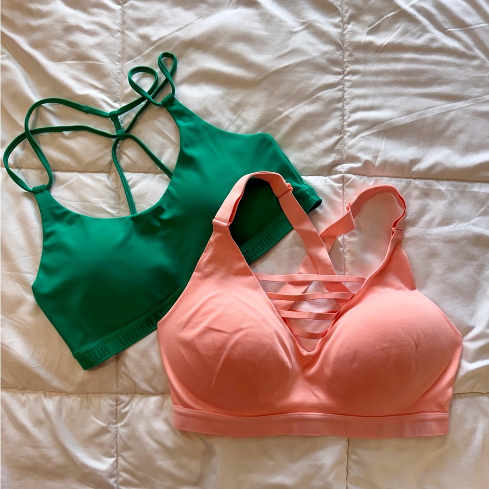 Stylish Under Armour Green and Victoria’s Secret Sport Peach Sports Bras
